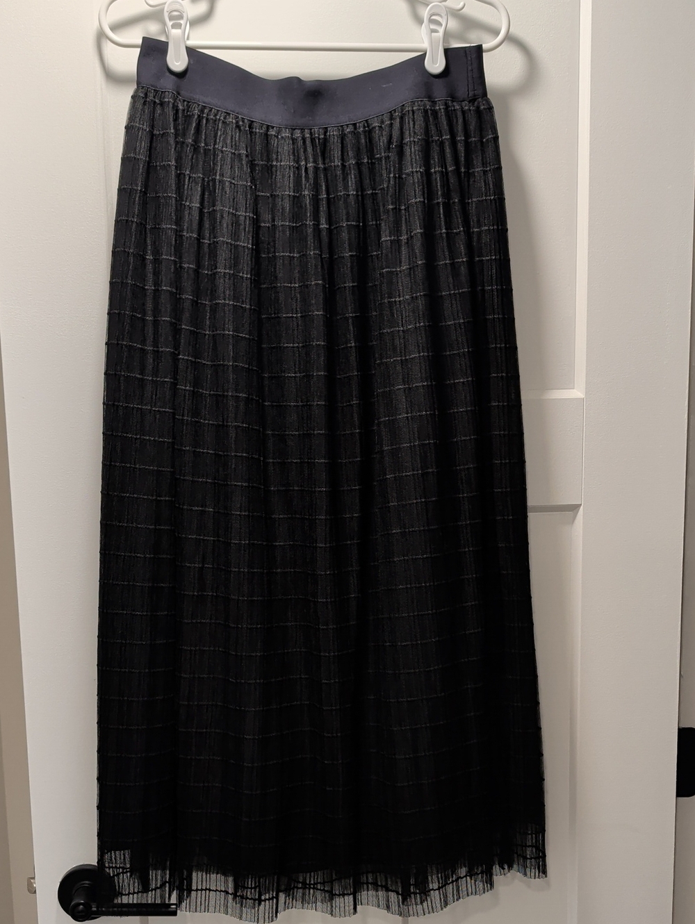 Black Pleated Maxi Skirt with Elastic Waistband. Never Worn.